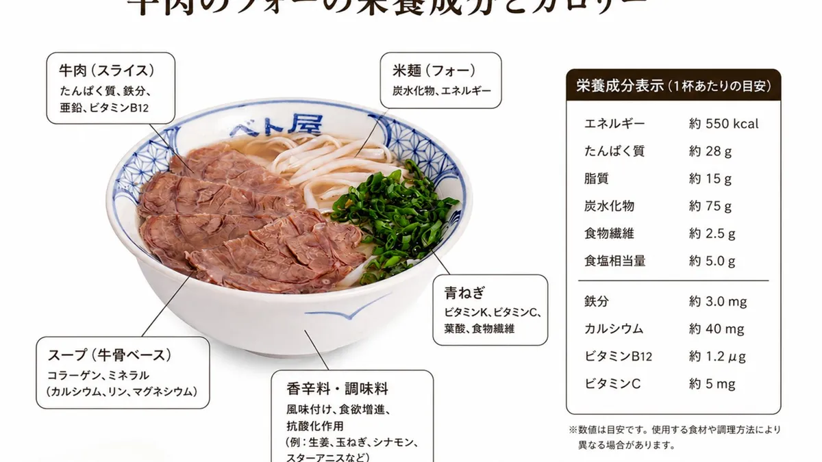 フォーのカロリーと栄養バランスがわかる一杯