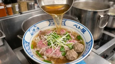 和食のだしに似たうま味をもつ、ベト屋のフォーのスープ