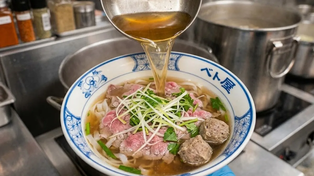 和食のだしに似たうま味をもつ、ベト屋のフォーのスープ